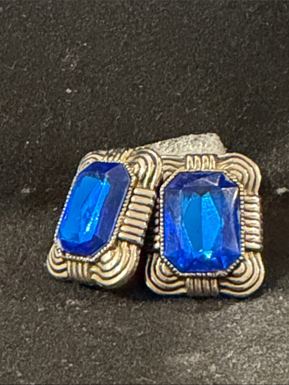 Sapphire Blue Faceted Crystal Earrings